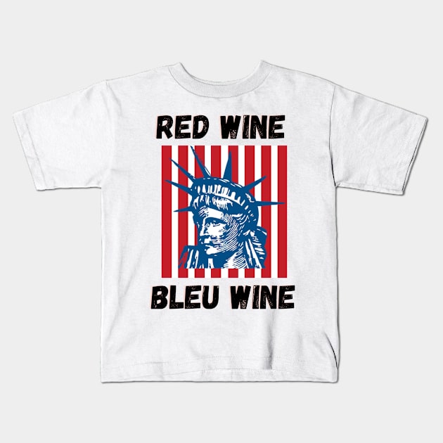 Red Wine Bleu Wine Funny Wine Lover Quote Kids T-Shirt by Grun illustration 